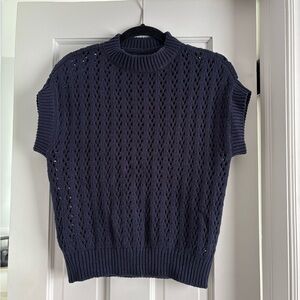 LOFT Women’s navy blue open weave sweater vest